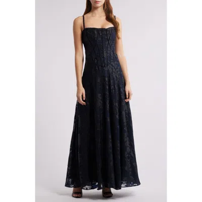 House Of Cb Esme Fil Coupé Gown In Navy
