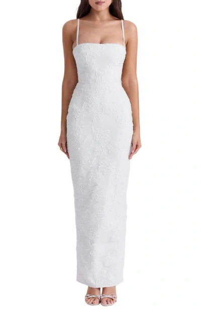 HOUSE OF CB HOUSE OF CB EVA FLORAL EMBROIDERY SHEATH GOWN