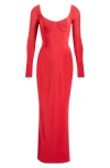 House Of Cb Everly Corset Long Sleeve Gown In Hauted Red