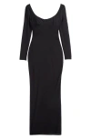 House Of Cb Everly Long Sleeve Sheer Mesh Cocktail Maxi Dress In Black
