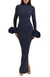 House Of Cb Fabienne Long Sleeve Body-con Jersey Gown In Parisian Night