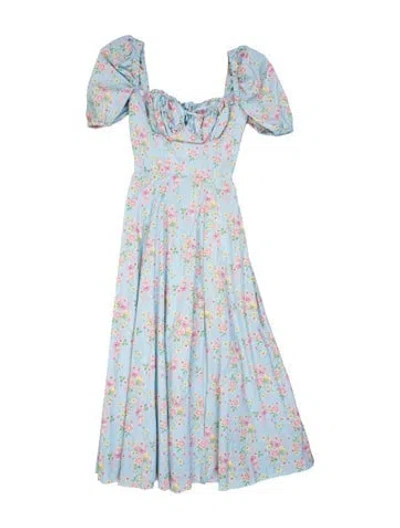 Pre-owned House Of Cb Floral Print Long Dress In Blue