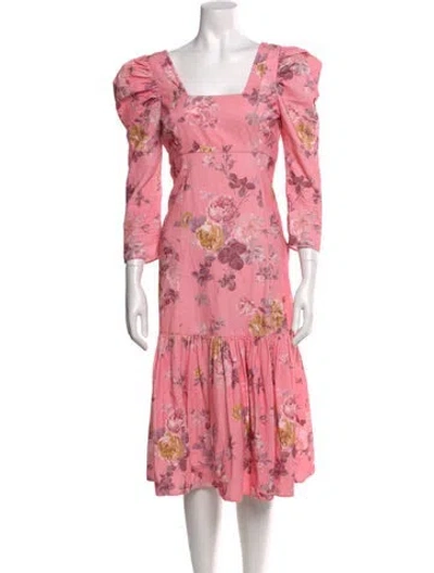 Pre-owned House Of Cb Floral Print Long Dress In White