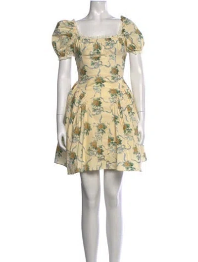 Pre-owned House Of Cb Floral Print Mini Dress In Neutrals