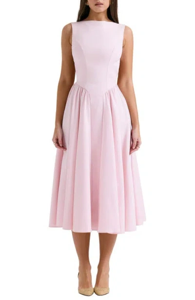 House Of Cb Florentina Open Back Cocktail Midi Dress In Pale Rosette