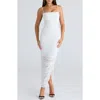 House Of Cb Fornarina Ruched Mesh Maxi Dress In White