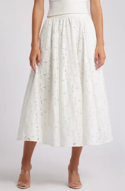 House Of Cb Francine Cotton Eyelet Skirt In Snowdrop