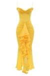 House Of Cb Gabbi Ruffle Mesh High-low Cocktail Dress In Yellow