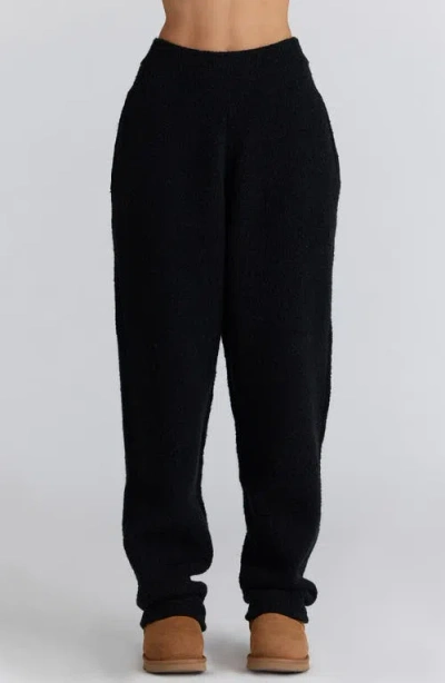 House Of Cb Geena Bouclè Knit Pants In Black
