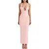 House Of Cb Gianina Halter Column Gown In Peach Nectar