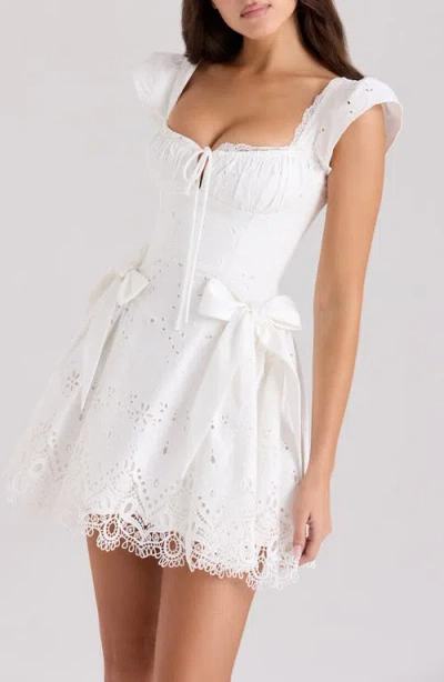 House Of Cb Giglio Eyelet Minidress In White