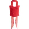 House Of Cb Hallie Corset Top & Scarf In Hauted Red