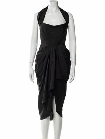 Pre-owned House Of Cb Halterneck Midi Length Dress In Black