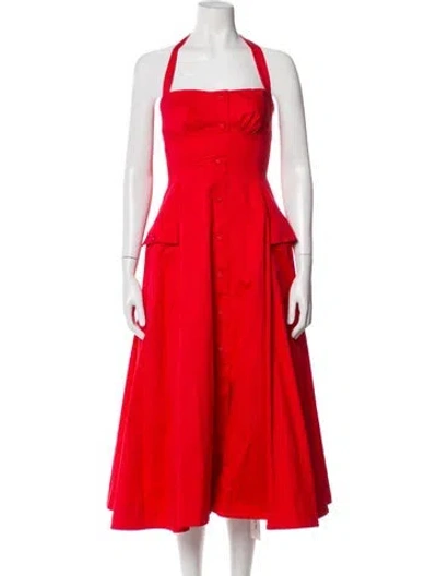 Pre-owned House Of Cb Halterneck Midi Length Dress In Red