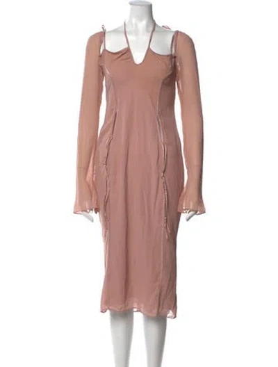 Pre-owned House Of Cb Halterneck Midi Length Dress W/ Tags In Pink