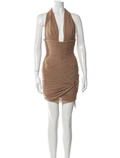 Pre-owned House Of Cb Halterneck Mini Dress W/ Tags In Brown
