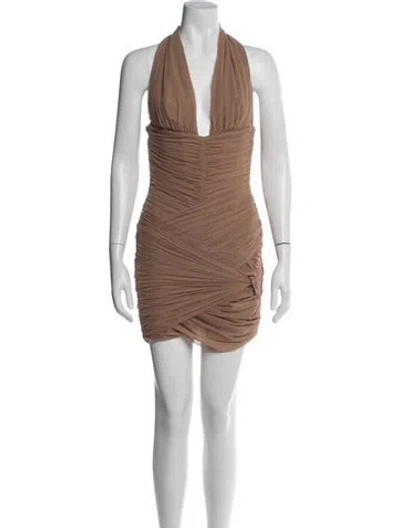 Pre-owned House Of Cb Halterneck Mini Dress W/ Tags In Brown