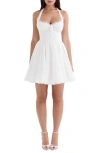 House Of Cb Womens White Pietra Lace-trim Stretch Cotton-blend Mini Dress In White