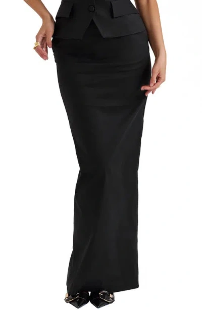 House Of Cb Hart Stretch Twil Column Maxi Skirt In Black