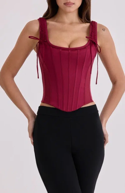 House Of Cb Womens Wine Iman Square-neck Satin Corset To In Brown
