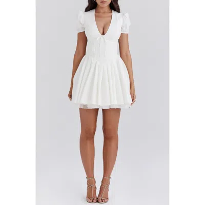 House Of Cb Imani Pleated Minidress In White