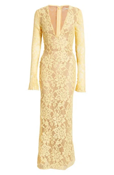 House Of Cb Indiana Long Sleeve Lace Maxi Dress In Flax