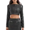 House Of Cb Ione Crop Jacket In Black