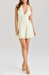 House Of Cb Iris Floral Halter Minidress In White