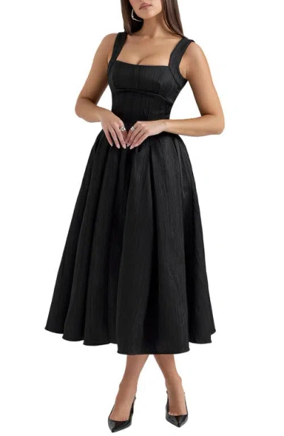House Of Cb Isabeau Voluminous Fit & Flare Midi Dress In Black