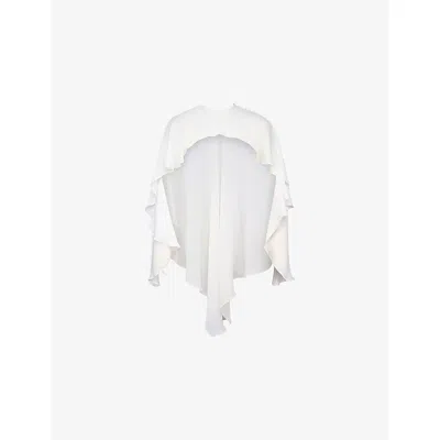 House Of Cb Ivory Alena Asymmetric Silk Shawl In White