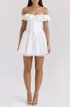 House Of Cb Jaide Off The Shoulder Minidress In Cloud Dancer