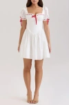 House Of Cb Of Cb Womens Jana Broderie-anglaise Cotton Mini Dress White
