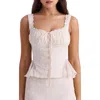House Of Cb Jean Broderie Anglaise Button-up Peplum Top In Vintage Cream