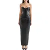 House Of Cb Juliana Corset Faux Leather Gown In Black