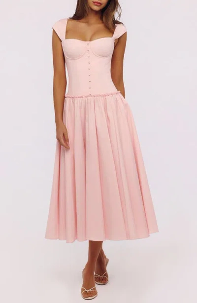 House Of Cb Kaia Cap Sleeve Fit & Flare Midi Dress In Pink
