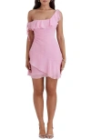 House Of Cb Kalena Layered One-shoulder Georgette Minidress In Piroutte