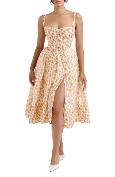 House Of Cb Kelly Floral Print Corset Dress In Sunway