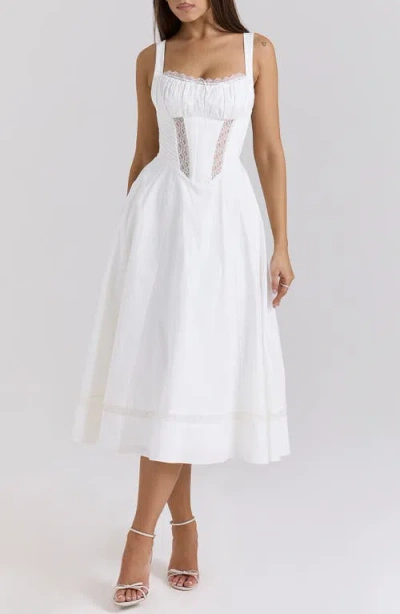 House Of Cb Kim Midi Sundress In Cloud Dancer