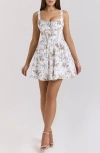 House Of Cb Kimmie Floral Minidress In Off White Floral Print
