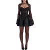 House Of Cb Lace Corset Flare Minidress In Black