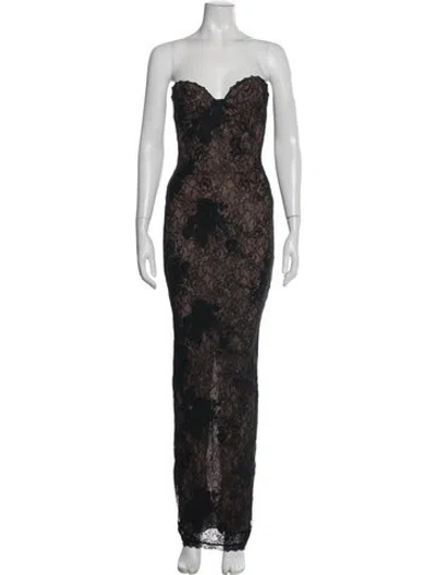 Pre-owned House Of Cb Lace Long Dress In Brown