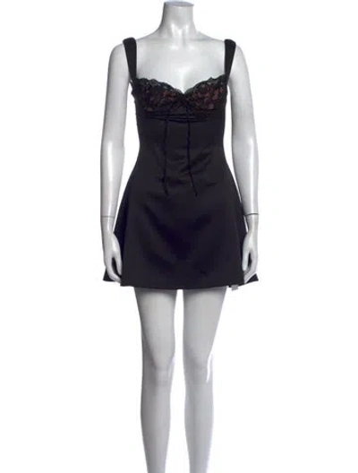 Pre-owned House Of Cb Lace Pattern Mini Dress In Black