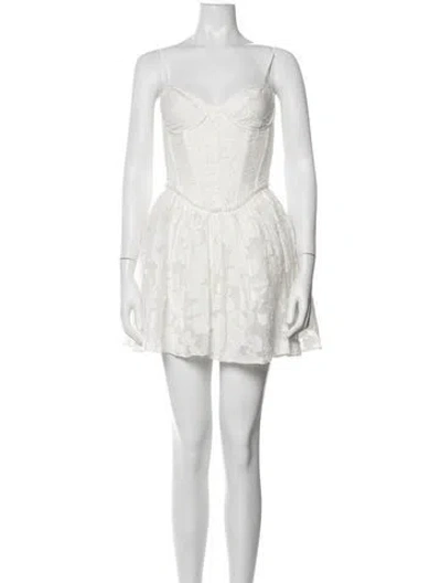 Pre-owned House Of Cb Lace Pattern Mini Dress W/ Tags In White