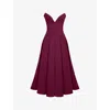 House Of Cb Womens Wine Lady Plunge-neck Stretch-cotton Midi Dress