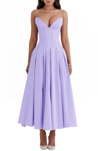 House Of Cb Lady Strapless Cocktail Dress In Pastel Lilac