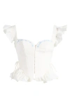 House Of Cb Lilibet Embroidered Cutout Cotton Corset Top In Cloud Dancer