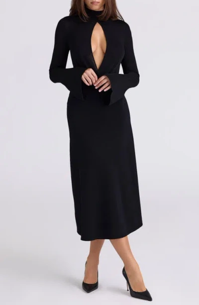 House Of Cb Lois Long Sleeve Sweater Bodysuit In Black