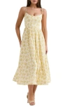 House Of Cb Lolita Fit & Flare Midi Sundress In Yellow Floral Print