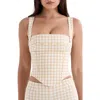 House Of Cb Lottie Gingham Corset Tank In Gingerbread