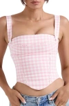 House Of Cb Lottie Gingham Corset Top In Rose Shadow